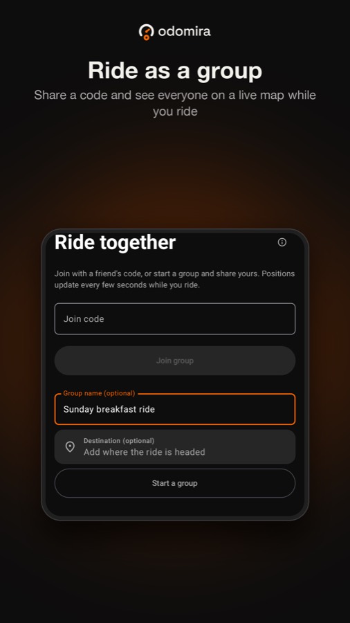 Group ride on a live map